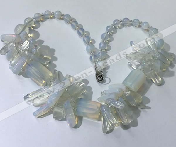 CGN334 20.5 inches chinese crystal & opal beaded necklaces