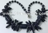 CGN340 20.5 inches chinese crystal & blue goldstone beaded necklaces