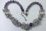 CGN351 19.5 inches chinese crystal & light amethyst beaded necklaces