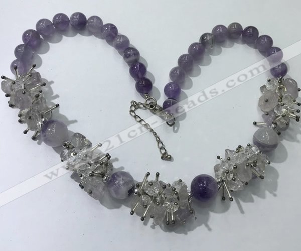 CGN351 19.5 inches chinese crystal & light amethyst beaded necklaces