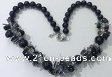 CGN360 19.5 inches chinese crystal & blue goldstone beaded necklaces