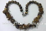 CGN362 19.5 inches chinese crystal & yellow tiger eye beaded necklaces