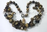 CGN373 19.5 inches round & chips yellow tiger eye beaded necklaces