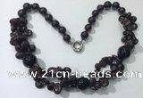 CGN375 19.5 inches round & chips garnet beaded necklaces