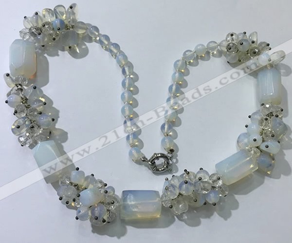 CGN388 23 inches chinese crystal & opal beaded necklaces