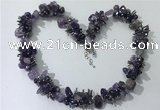 CGN403 19.5 inches chinese crystal & amethyst chips beaded necklaces