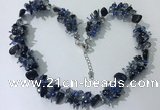 CGN412 19.5 inches chinese crystal & black agate chips beaded necklaces