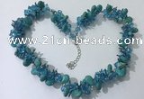 CGN420 19.5 inches chinese crystal & turquoise beaded necklaces