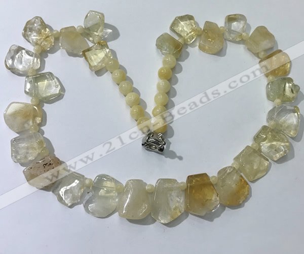 CGN430 20 inches freeform citrine gemstone beaded necklaces