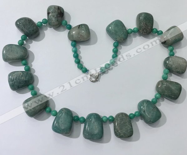 CGN443 21.5 inches freeform amazonite beaded necklaces