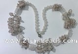 CGN450 25.5 inches chinese crystal & rose quartz beaded necklaces