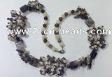 CGN451 25.5 inches chinese crystal & mixed gemstone beaded necklaces