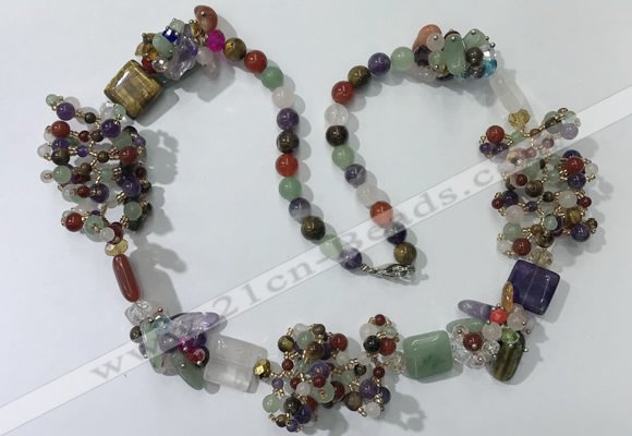 CGN452 25.5 inches chinese crystal & mixed gemstone beaded necklaces