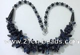 CGN466 22 inches chinese crystal & blue goldstone beaded necklaces