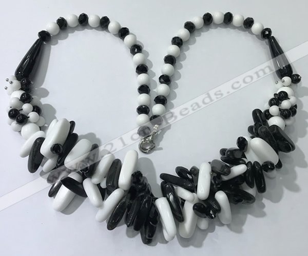 CGN468 22 inches chinese crystal & mixed gemstone beaded necklaces