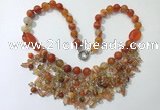 CGN480 21.5 inches chinese crystal & striped agate beaded necklaces