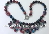 CGN486 21.5 inches chinese crystal & striped agate beaded necklaces