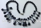 CGN504 21 inches chinese crystal & blue goldstone beaded necklaces