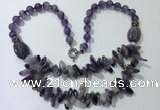 CGN515 23.5 inches chinese crystal & amethyst beaded necklaces