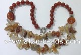 CGN520 23.5 inches chinese crystal & red agate beaded necklaces