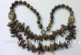 CGN523 23.5 inches chinese crystal & yellow tiger eye beaded necklaces