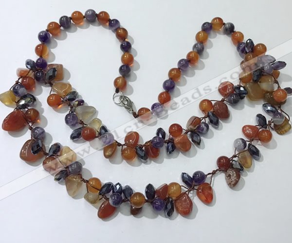 CGN530 19.5 inches chinese crystal & mixed gemstone beaded necklaces