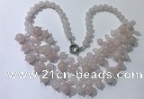 CGN555 19.5 inches stylish 4mm - 12mm rose quartz beaded necklaces