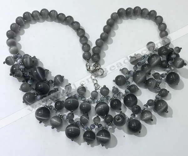 CGN557 19.5 inches stylish 4mm - 12mm cat eye beaded necklaces