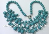 CGN559 19.5 inches stylish 4mm - 12mm imitation turquoise beaded necklaces