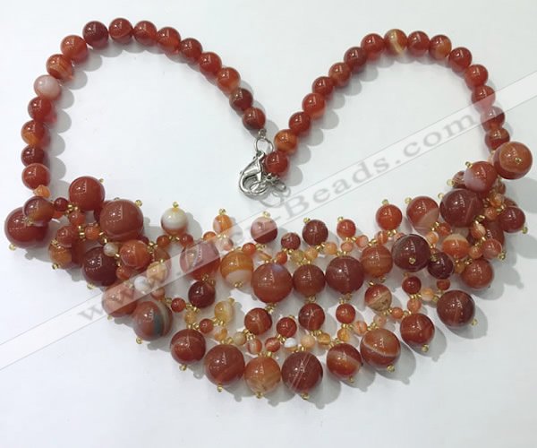 CGN570 19.5 inches stylish 4mm - 12mm striped agate beaded necklaces