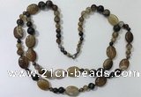 CGN581 23.5 inches striped agate gemstone beaded necklaces