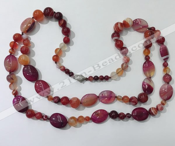 CGN585 23.5 inches striped agate gemstone beaded necklaces