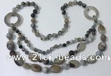 CGN595 23.5 inches striped agate gemstone beaded necklaces