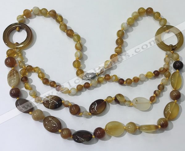 CGN596 23.5 inches striped agate gemstone beaded necklaces