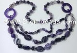 CGN597 23.5 inches striped agate gemstone beaded necklaces