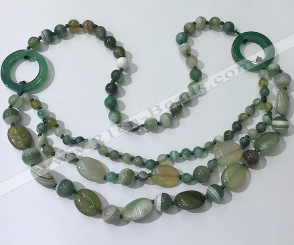 CGN599 23.5 inches striped agate gemstone beaded necklaces