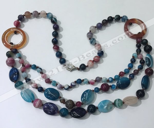 CGN601 23.5 inches striped agate gemstone beaded necklaces