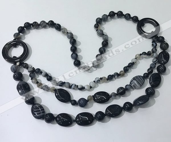 CGN603 23.5 inches striped agate gemstone beaded necklaces