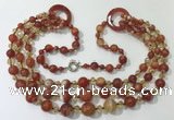 CGN625 24 inches chinese crystal & striped agate beaded necklaces