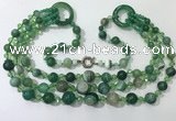 CGN630 24 inches chinese crystal & striped agate beaded necklaces