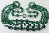 CGN641 24 inches chinese crystal & striped agate beaded necklaces