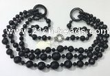 CGN642 24 inches chinese crystal & striped agate beaded necklaces