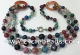 CGN643 24 inches chinese crystal & striped agate beaded necklaces