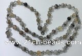 CGN650 22 inches chinese crystal & striped agate beaded necklaces