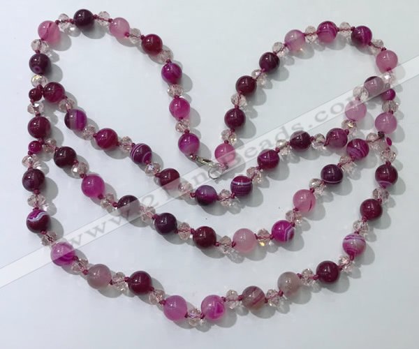 CGN653 22 inches chinese crystal & striped agate beaded necklaces