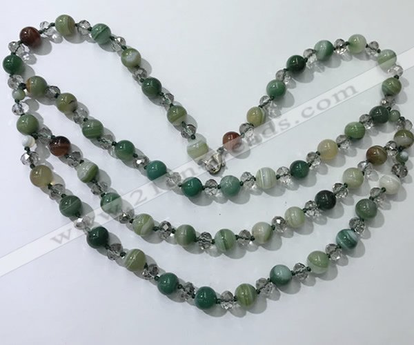 CGN658 22 inches chinese crystal & striped agate beaded necklaces