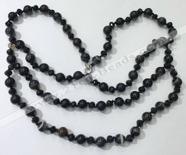 CGN659 22 inches chinese crystal & striped agate beaded necklaces