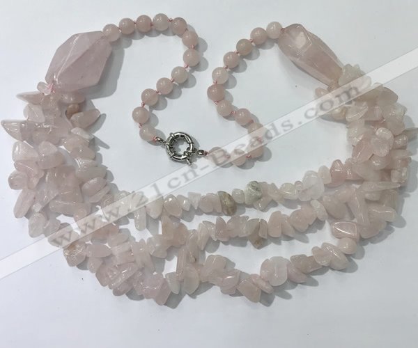 CGN670 22 inches stylish rose quartz beaded necklaces wholesale