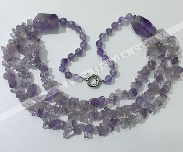 CGN671 22 inches stylish amethyst beaded necklaces wholesale