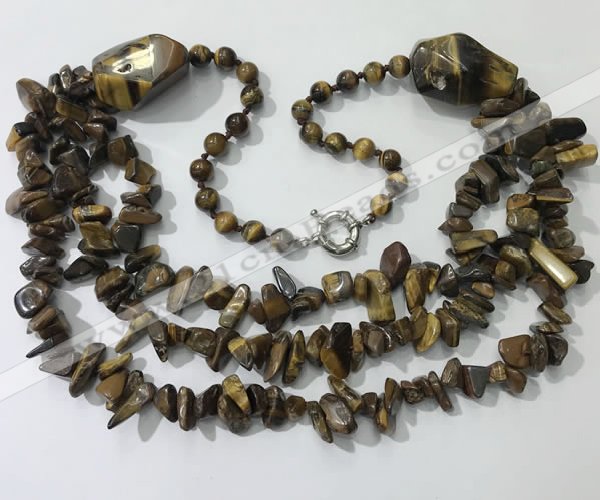 CGN676 22 inches stylish yellow tiger eye beaded necklaces